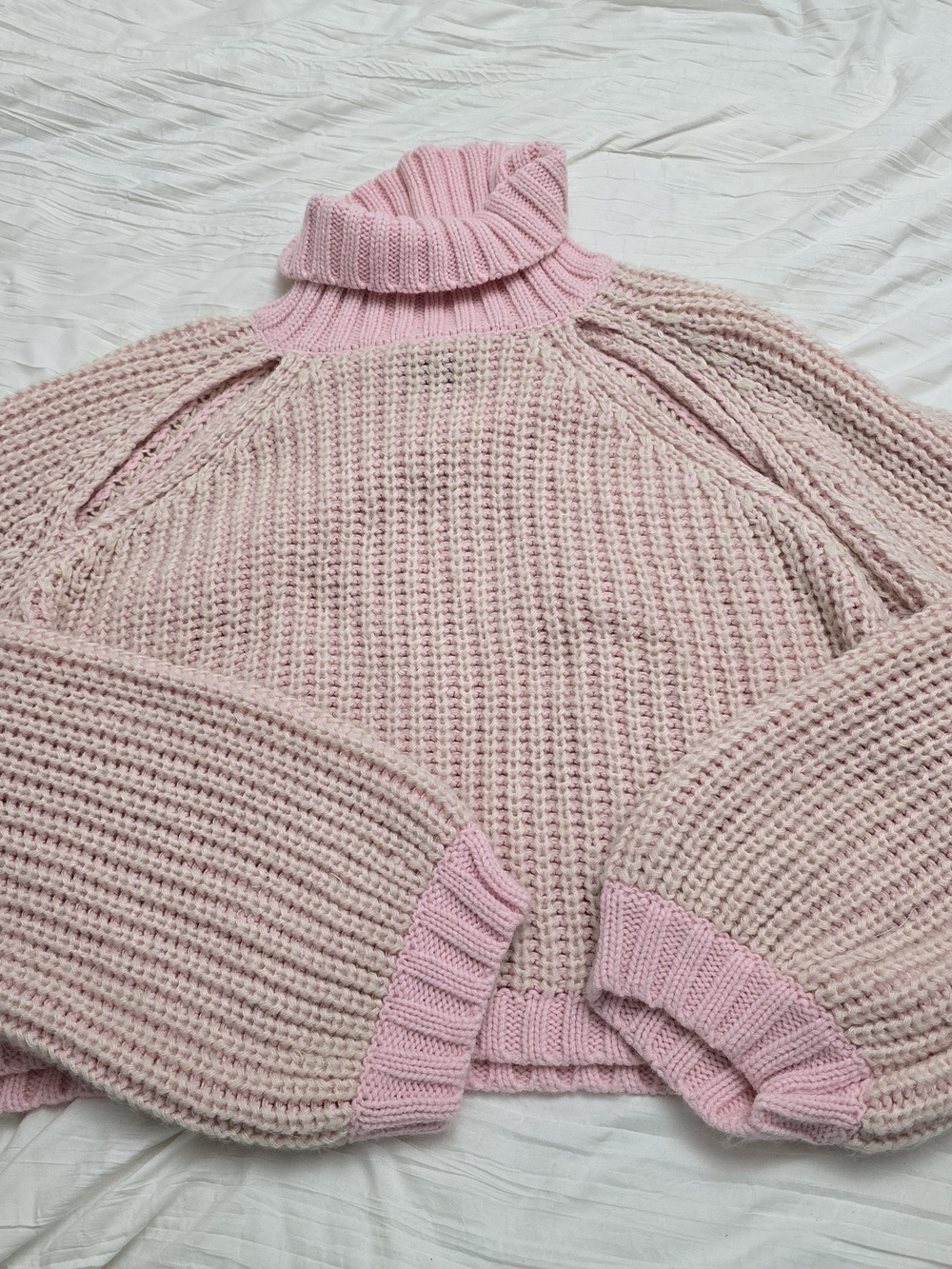 PrettyLittleThing Pale Pink Ribbed Turtleneck Sweater